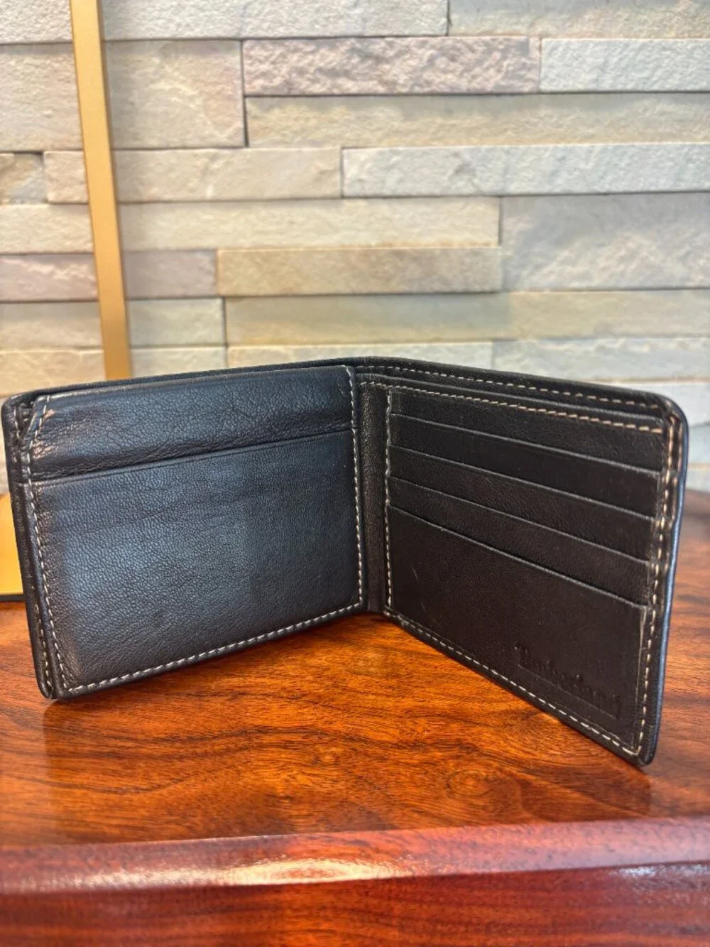 Timberland Men's Blix Leather Passcase Wallet Black Bifold Slim Flip ID